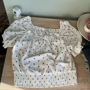 Black Polka Dot White Blouse from Francesca’s